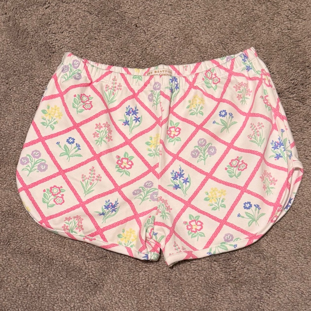 The Beaufort Bonnet Company Cheryl Shorts Pink Floral Girls 8